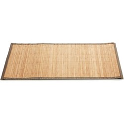 Giftdecor Badkamermat - anti-slip - bamboe - 50 x 80 cm - grijze rand - Badmatjes