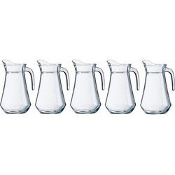 Luminarc Schenkkan - 5x - 1 liter - transparant - 20 cm - glas - waterkan - Schenkkannen