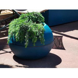 RIVIERA GRANIT BOULE ronde bloembak - Kunststof - Diameter 40 cm - Blauw