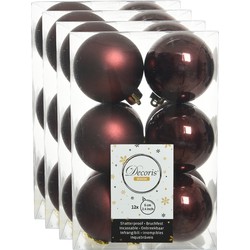 48x stuks kunststof kerstballen mahonie bruin 6 cm glans/mat - Kerstbal