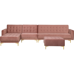 Beliani ABERDEEN - Modulaire Sofa-Roze-Fluweel