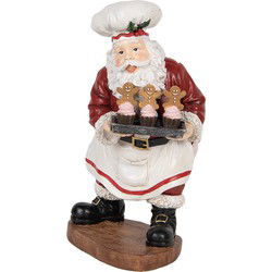 Clayre & Eef Kerstdecoratie Beeld Kerstman Rood Kunststof