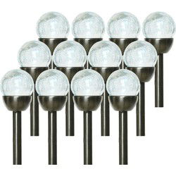 Lumineo Prikspotjes - 12x - 6 stuks - bollen - LED - RVS - solar - Prikspotjes