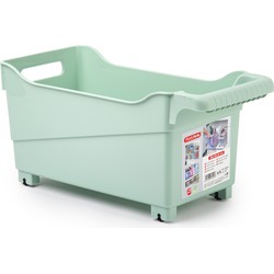 Plasticforte opberg Trolley Container - mintgroen - op wieltjes - L38 x B18 x H18 cm - kunststof - Opberg trolley