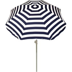 Strand parasol - blauw/wit - 180cm - in hoogte verstelbaar - Uv bestendig - Parasols
