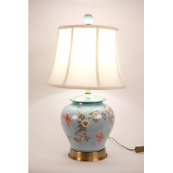 Fine Asianliving Chinese tafellamp Porselein Turquoise Handbeschilderd