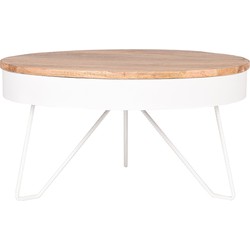 LABEL51 Salontafel Saran - Wit - Mangohout - 80 cm - Rond