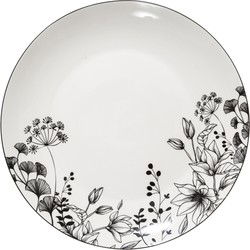 4goodz Porseleinen Dinerborden Bloem Zwart set 6 stuks 27 cm