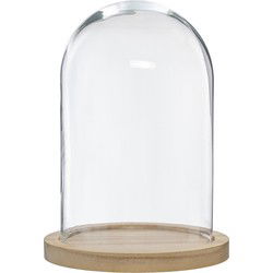 Atmosphera Deco glazen stolp plateau - glas/lichtbruin - H24 cm - Decoratieve stolpen