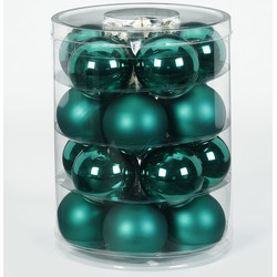 40x Donkergroene glazen kerstballen 6 cm glans en mat - Kerstbal