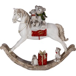 Clayre & Eef Beeld Paard 21x5x17 cm Beige Grijs Polyresin Kerstdecoratie