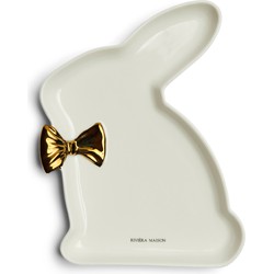 Riviera Maison Serveerbord Paashaas, Paasservies - RM Easter Bunny Serving Plate - Wit - Porselein - 1 stuk