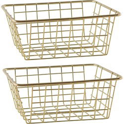 Svenska Living Draadmand - 2x - goudkleurig - 20 x 15 x 8 cm - opbergmand - Opbergmanden