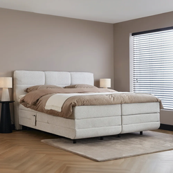 Boxspringbed - Elektrische  Complete Set  - 180x200 - Beige - Gaya Inclusief  cm matras en topper HR- Koudschuim