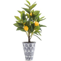 Emerald Kunstplant citrusfruit citroen boom in pot - 40 cm - geel - kunst plant met vruchten - Kunstplanten