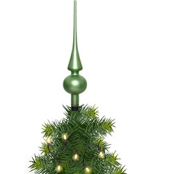 Kerstboom glazen piek groen mat 26 cm - kerstboompieken