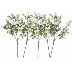 Kunstbloem/kunsttak Eucalyptus Cinera - 5x stuks - 65 cm - Kunstplanten