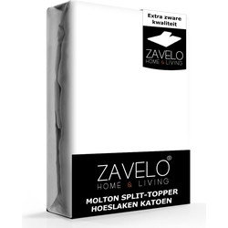 Zavelo Molton Split-Topper Hoeslaken (100% Katoen)-Lits-jumeaux (160x200 cm)