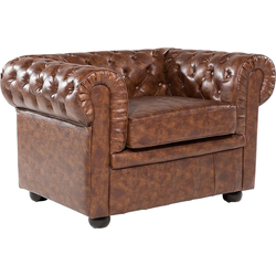 Beliani CHESTERFIELD - Fauteuil-Bruin-Kunstleer