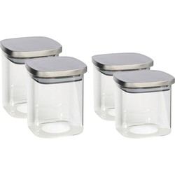 Set van 4x keuken voedsel opslag voorraadpotten glas in 2 formaten - Voorraadpot