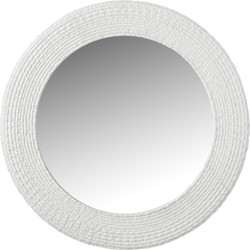 J-line - Spiegel Rond Ribbels Polyresine Wit - 50.3x3.2x50.3cm