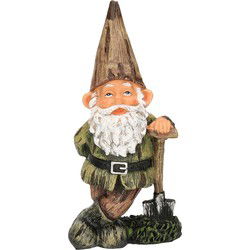 Farmwood Animals Tuinkabouter - bruine muts met schop - 24 cm - Tuinbeelden