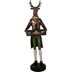Clayre & Eef Decoratie Beeld Hert 32x31x96 cm Bruin Kunststof