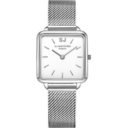LW Collection SJ WATCHES Avignon horloge dames zilver vierkant 28.5mm