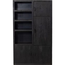 Wandkast Mangohout Zwart - 120x40x200cm - Kast Xander