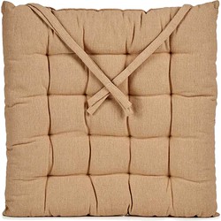 Giftdecor Stoelkussen - binnen/buiten - beige - 40x40x5 cm - polyester - tuinstoelkussens