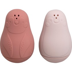 Baby's Only Spuitfiguur pinguïns - Baby badspeelgoed - Stone Red/Oud Roze - Siliconen speelgoed