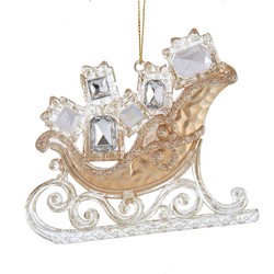 Plas Gold Sleigh Gifts Ornament 3,7 inch