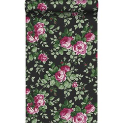 Origin Wallcoverings behang rozen zwart en roze - 53 cm x 10,05 m - 326140