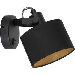 Mexlite - spot - Ornoir - zwart - metaal stof - opbouwspot - E14 - 3333ZW