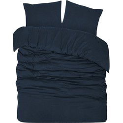 DoubleDry Dekbedovertrek Flanel 100% Zacht Katoen - Eenpersoons 140x200/220 cm + 1 Kussensloop - Ademend & Huidvriendelijk - Blauw