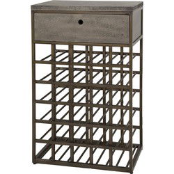 Wijnkast - Brons Antiek Metaal - 54x35x85cm - Ferro