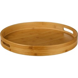 Secret de Gourmet Dienblad - bamboe - bruin - met handvaten - D40 cm - Dienbladen