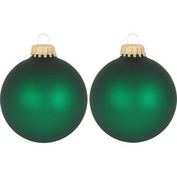 16x Matte velvet groene kerstballen van glas 7 cm - Kerstbal