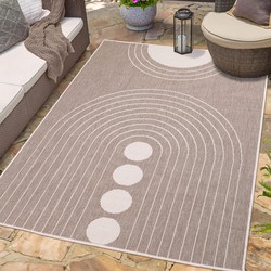 Tapijtenloods Duo Binnen en Buiten Vloerkleed Dubbelzijdig Outdoor Laagpolig Tapijt Creme Beige- 160x230 CM