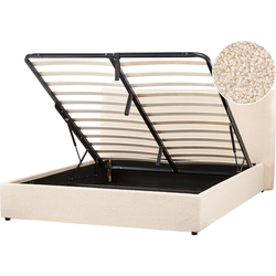 LAVAUR - Bed met opbergruimte - Beige - 160 x 200 cm - Bouclé