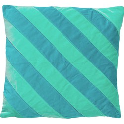 Dutch Decor PEBBE - Sierkussen velvet 45x45 cm - beveled glass - groen - blauw - strepen - color blocking - Dutch Decor