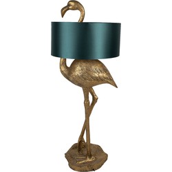 Clayre & Eef Vloerlamp Flamingo 55x40x142 cm  Goudkleurig Groen Polyresin Staande Lamp