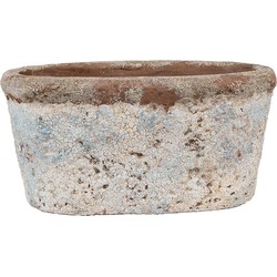 Clayre & Eef Bloempot 19x11x10 cm Beige Blauw Terracotta