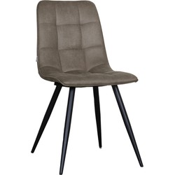LABEL51 Eetkamerstoel Bistro - Taupe - Micro Suede - Black Frame
