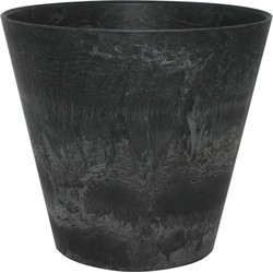 Plantenpot/bloempot in een natuursteen look Dia 37 cm en Hoogte 34 cm zwart - Plantenpotten