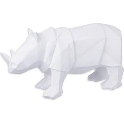 A RESIN POLYGONAL FIGURINE OF A RHINOCEROS, BLACK
