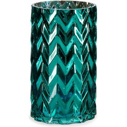 Bloemenvaas - luxe decoratie glas - turquoise blauw - 11 x 20 cm - Vazen