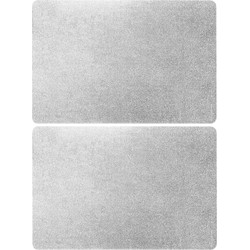 Set van 4x stuks rechthoekige placemats zilver met glitters 43,5 x 28,5 cm - Placemats