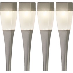 Set van 8x stuks solar tuinlamp/prikspot zilver op zonne-energie 26 cm - Prikspotjes