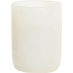 Badkamer tandenborstelhouder / drinkbeker - polyresin - marmer look wit - 10 cm - Tandenborstelhouders